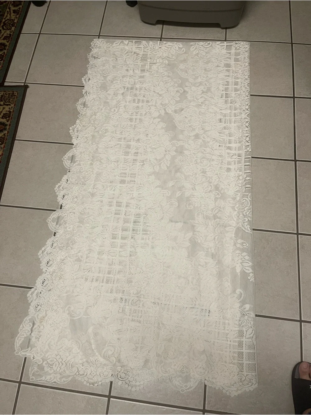Elegant White Lace Table Runner - Home Accents ,190/63 Inches.